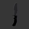 Black Tactical Knife With Serrated Edge And Ergonomic Handle On Dark Surface 3d model
