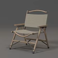 Foldable Leisure Chair with Light Wood Frame and Beige Canvas Seat Backrest