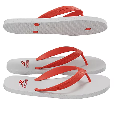 Reebok Flip Flops With Red Straps White Soles And FLOATRIDE Comfort Technology 3d model
