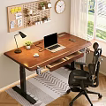 Home Study Room Featuring Wooden Desk Laptop Ergonomic Chair Pinboard Window And Rug