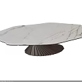 Modern Elegant Dining Table Design With Marble Top And Unique Radiating Leg Structure