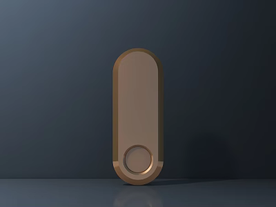 Modern Golden Metal Door Handle With Elongated Shape And Circular Detail 3d model
