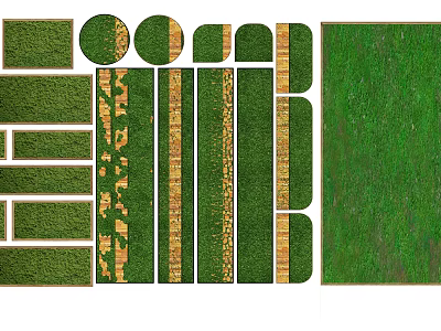 Creative Green Plant Wall Design With Various Shaped Modules And Decorative Panels 3d model