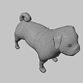 Realistic 3D Model Of Standing Pug Dog With Beige And Black Coat