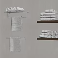 Modern Bathroom Wall Mounted Shelves With Folded And Hanging Towels Storage Design