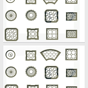 New Chinese-style openwork window 3d model