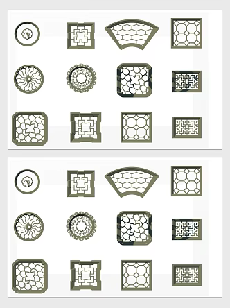 New Chinese-style openwork window 3d model