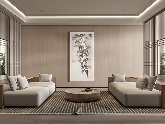 New Chinese Leisure Area Sales Office Leisure Area 3d model