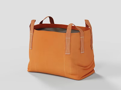 Industrial Equipment Tote Bag in Orange Canvas with Brown Handles and Simple Design 3d model