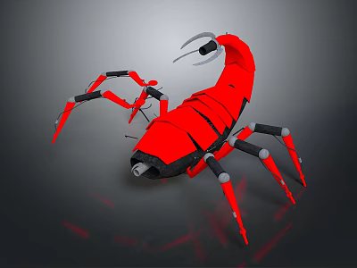 Red Scorpion Mechanical Design Toy With Black Parts For Home Decoration And Kids Play 3d model