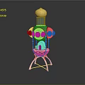 Cosmic Space Probe Structure Featuring Golden Dome Blue Module And Mechanical Support Components