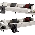 Light Gray Modern Sectional Sofa With Multiple Colored Cushions Throw Blanket Side Table And Books 3d model