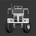 White Flatbed Truck With Cab And Multiple Wheels On Dark Background 3d model