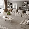 Modern sofa coffee table combination 3d model