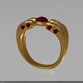Elegant Gold Ring With Curved Design And Red Gemstone Embellishments For Fashion