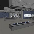Modern Exhibition Hall Interior With Gray Walls Floor Display Cases And Ceramic Vases