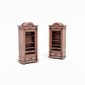 Traditional Wooden Display Cabinets With Carved Details And Multiple Shelves
