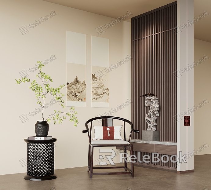 New Chinese Style Single Chair Side Several Screen Partition Decorative Hanging Picture Chair model