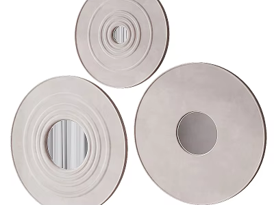 Modern Round Mirrors With Concentric Circle Frames In Neutral Tones For Wall Decor 3d model