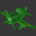 Vintage Style Toy Airplane With Green Propeller Red Marks And Yellow Wings