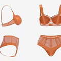 Stylish Orange Lingerie Set with Transparent Bras and Simple Design Panties