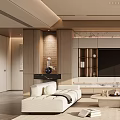 Modern Living Room Interior Design With White Sofa TV Wall Coffee Table And Wooden Decor