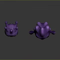 Two Purple Creature Characters With Big Eyes Small And Large Bodies Featuring Tentacles And Limbs