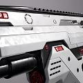 Futuristic White Red Black Rifle With Detailed Design Grip Barrel And UN AM 147 Label