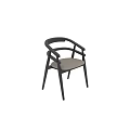 Modern Black Frame Dining Chair With Armrests And Light Upholstered Seat