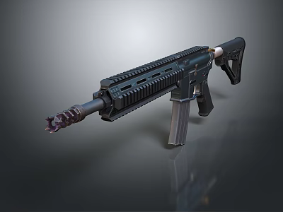 Modern Tactical Military Rifle With Black Barrel And Magazine Features 3d model