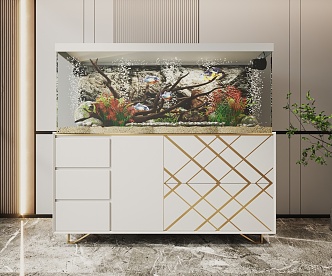 Modern Fish Tank Glass Fish Tank Aquarium Display Cabinet Side Cabinet 3d model