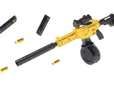 Electric Toy Gun Yellow with Magazine Bullets Scope and Play Features for Kids 3d model