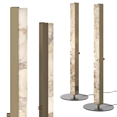 Modern Floor Lamp With Marble Column And Metal Base Design 3d model