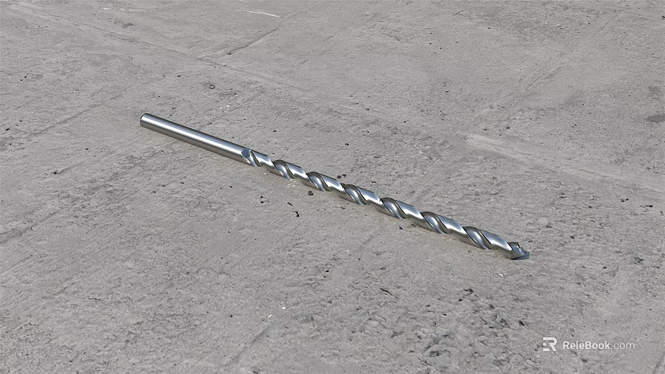 Industrial Metal Drill Bit With Helical Design Placed On Concrete Surface 3d model 