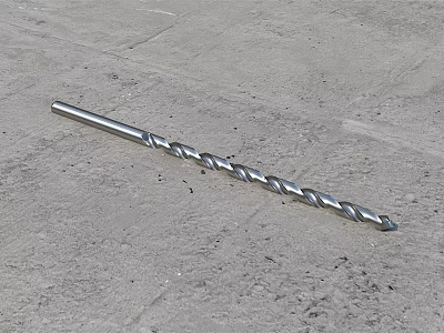 Industrial Metal Drill Bit With Helical Design Placed On Concrete Surface 3d model