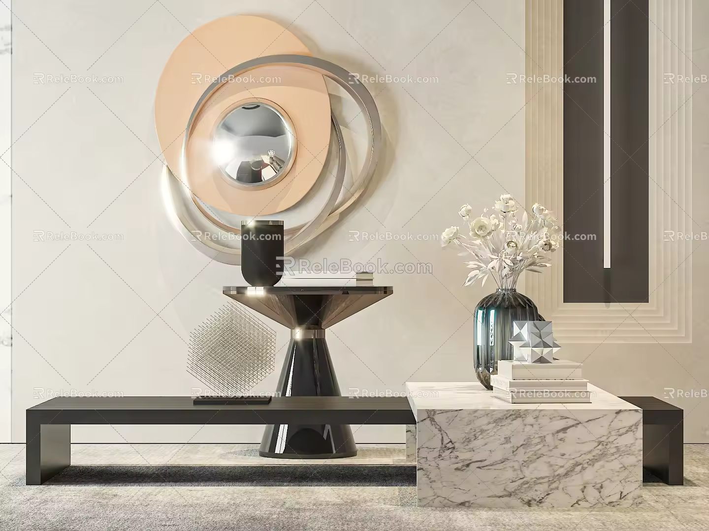 Modern coffee table side table 3d model