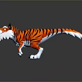 Stylized Cartoon Tiger 3D Model With Orange Black Stripes White Mane And Paws 3d model