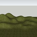Garden Landscape With Rolling Green Hills And Lush Grass Under White Sky