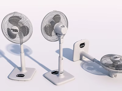 Different Types of Electric Cooling Fans Including Floor Standing and Wall Mounted Styles 3d model