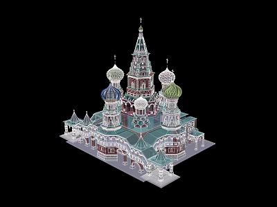 Ancient Historic Architecture With Colorful Domes Ornate Spires And Traditional Design 3d model