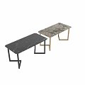 Modern Black Marble Dining Table with Sturdy Black Metal Frame for Contemporary Interior Design