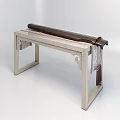 Traditional Chinese Guqin Instrument On Light Colored Wooden Qin Table With Carved Patterns