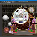 EBOHR Photo Check In Spot With Circular Display Clock Watches Golden Decorations And Red Stands