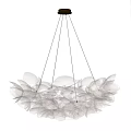 White Petal Shaped Chandelier With Hanging Design And Soft Lighting Effect