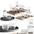 Modern Water Cup Ornaments Glass Cup Glass Kettle Tea Tray 3d model