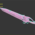 Ornate Decorative Sword Weapon With Intricate Silver Blade Carvings And White Ivory Handle