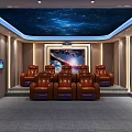 Luxurious Home Theater with Starry Ceiling and Brown Leather Seats for Ultimate Viewing Experience