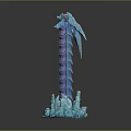 Game Movie Frozen Character With Spiral Column Body Dragon Head Icy Base And Crystal Details