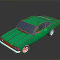 Shiny Green Classic Two Door Car With Black Roof And Silver Wheels On Dark Background