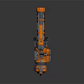 Orange Mechanical Weapon With Intricate Structure And Heavy Duty Design 3d model